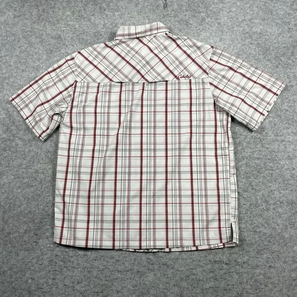 Cabela's Coolmax Shirt Mens Large‎ Gray Plaid Short Sleeve Button Up Outdoors - Picture 6 of 7